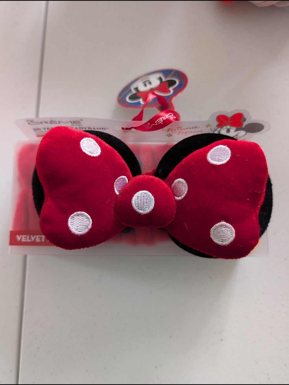 💐Disney Minnie Red Plush Spa Headband with Bow Accent